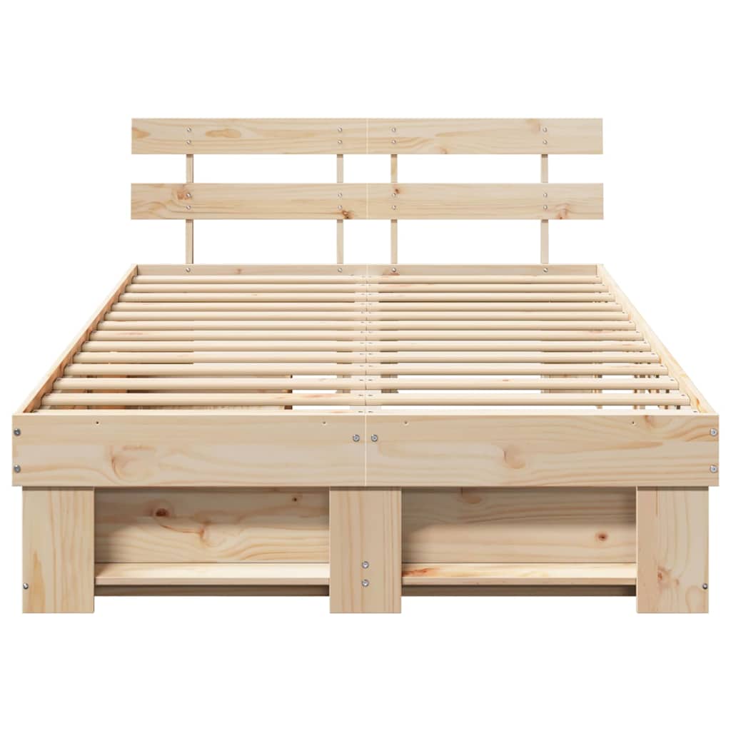Bed Frame with Headboard Brown 120 x 190 cm Solid Pine Wood