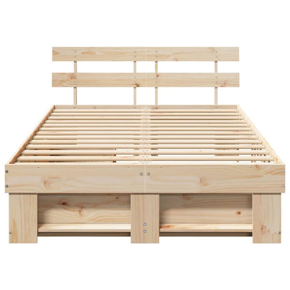 Bed Frame with Headboard Brown 120 x 190 cm Solid Pine Wood