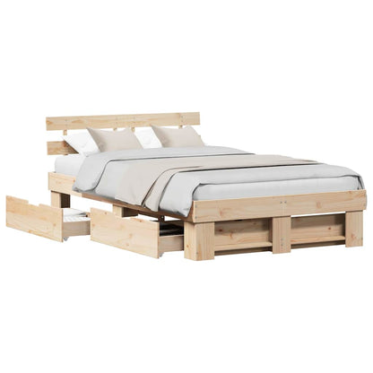 Bed Frame with Headboard Brown 120 x 190 cm Solid Pine Wood