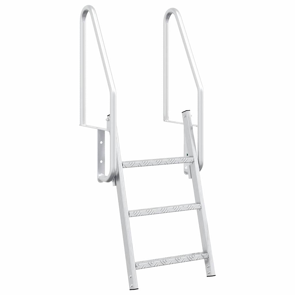 Dock Ladder 3-Steps Silver 58 x 77 x 144 cm Aluminium