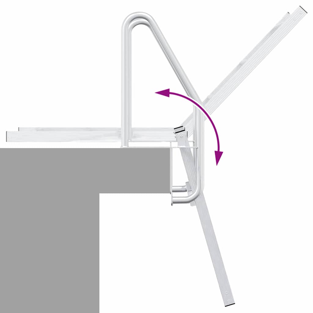 Dock Ladder 3-Steps Silver 58 x 77 x 144 cm Aluminium