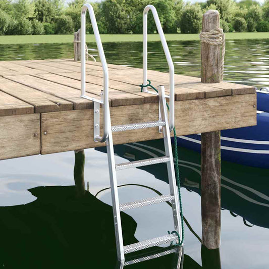 Dock Ladder 4-Steps Silver 58 x 77 x 166 cm Aluminium
