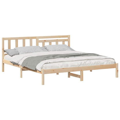 Bed Frame with Headboard Brown 200 x 200 cm Solid pine wood