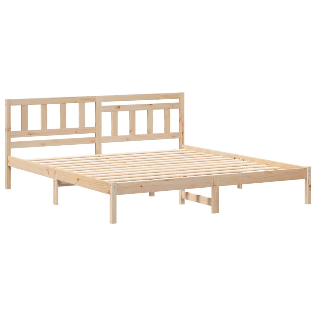 Bed Frame with Headboard Brown 180 x 200 cm Solid pine wood