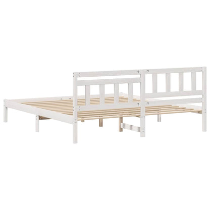 Bed Frame with Headboard White 180 x 200 cm Solid pine wood
