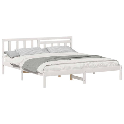 Bed Frame with Headboard White 180 x 200 cm Solid pine wood