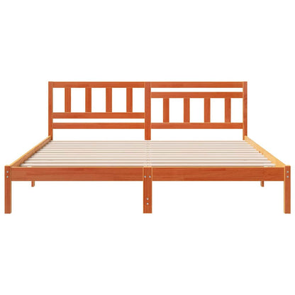 Bed Frame with Headboard Wax brown 180 x 200 cm Solid pine wood