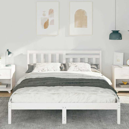 Bed Frame with Headboard White 160 x 200 cm Solid pine wood