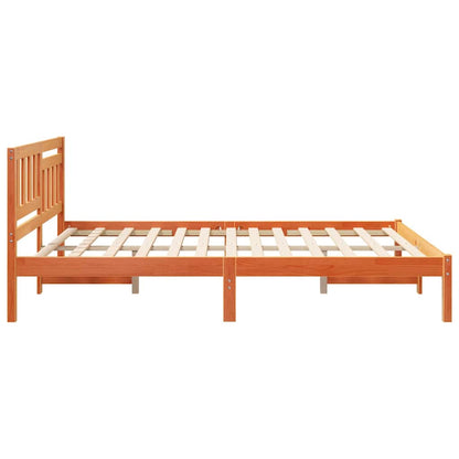 Bed Frame with Headboard Wax brown 160 x 200 cm Solid pine wood