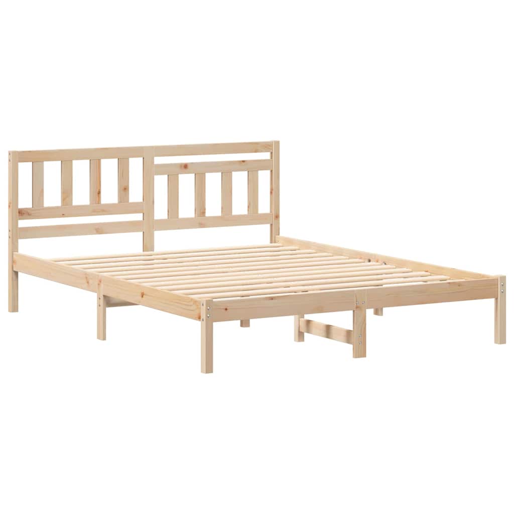 Bed Frame with Headboard Brown 140 x 200 cm Solid pine wood