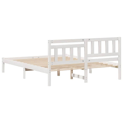 Bed Frame with Headboard White 140 x 200 cm Solid pine wood