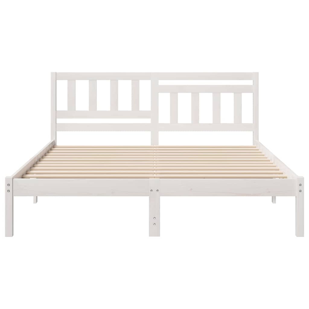 Bed Frame with Headboard White 140 x 200 cm Solid pine wood