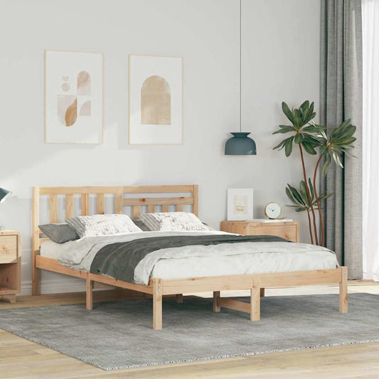 Bed Frame with Headboard Brown 140 x 190 cm Solid pine wood