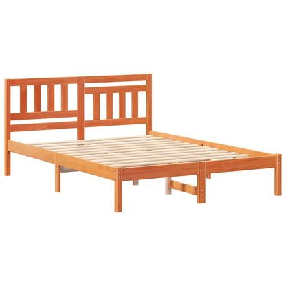 Bed Frame with Headboard Wax brown 120 x 190 cm Solid pine wood