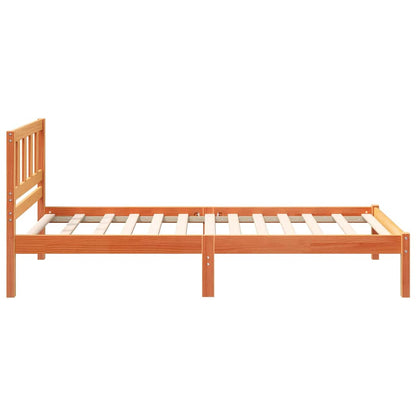 Bed Frame with Headboard Wax brown 100 x 200 cm Solid pine wood