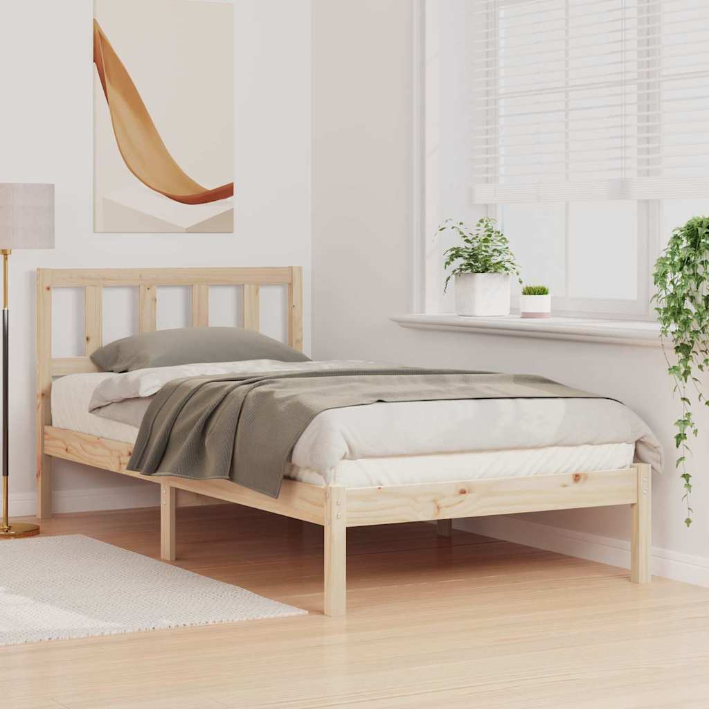 Bed Frame with Headboard Brown 90 x 190 cm Solid pine wood