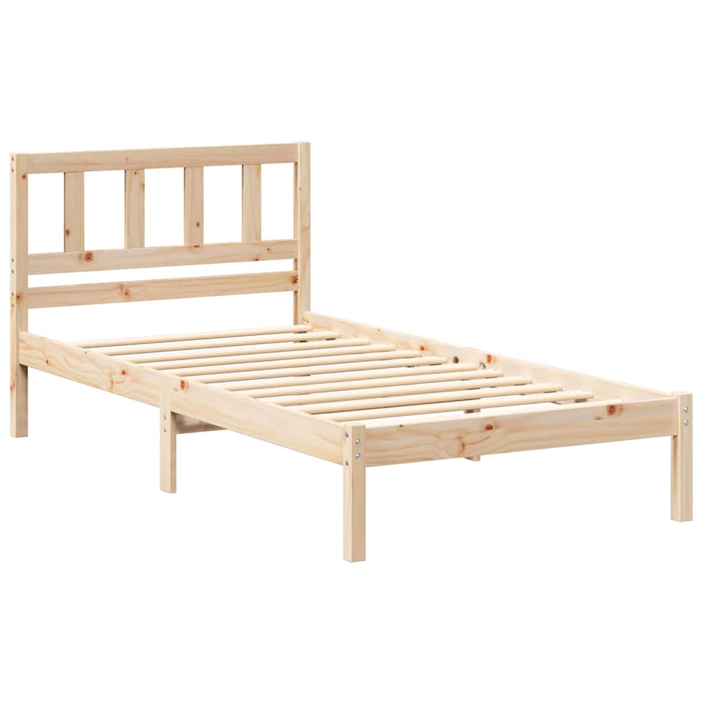 Bed Frame with Headboard Brown 90 x 190 cm Solid pine wood