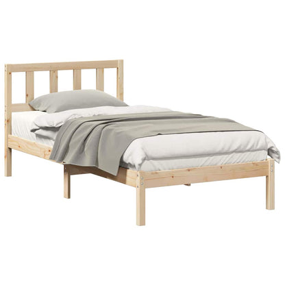 Bed Frame with Headboard Brown 90 x 190 cm Solid pine wood