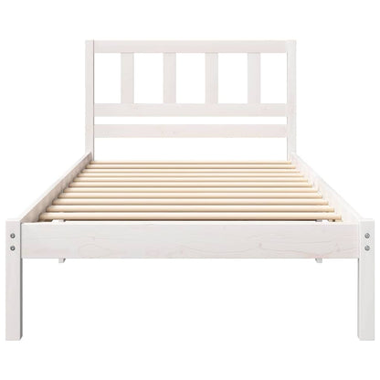 Bed Frame with Headboard White 75 x 190 cm Solid pine wood
