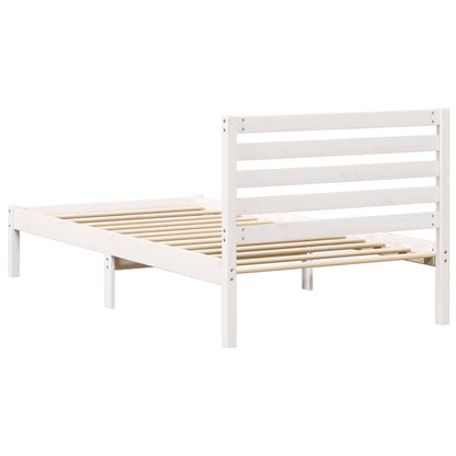Bed Frame with Headboard White 80 x 200 cm Solid pine wood