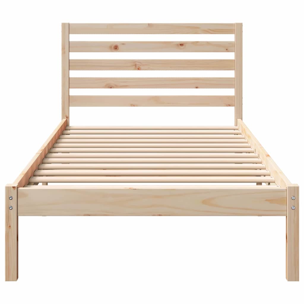 Bed Frame with Headboard Brown 90 x 200 cm Solid pine wood