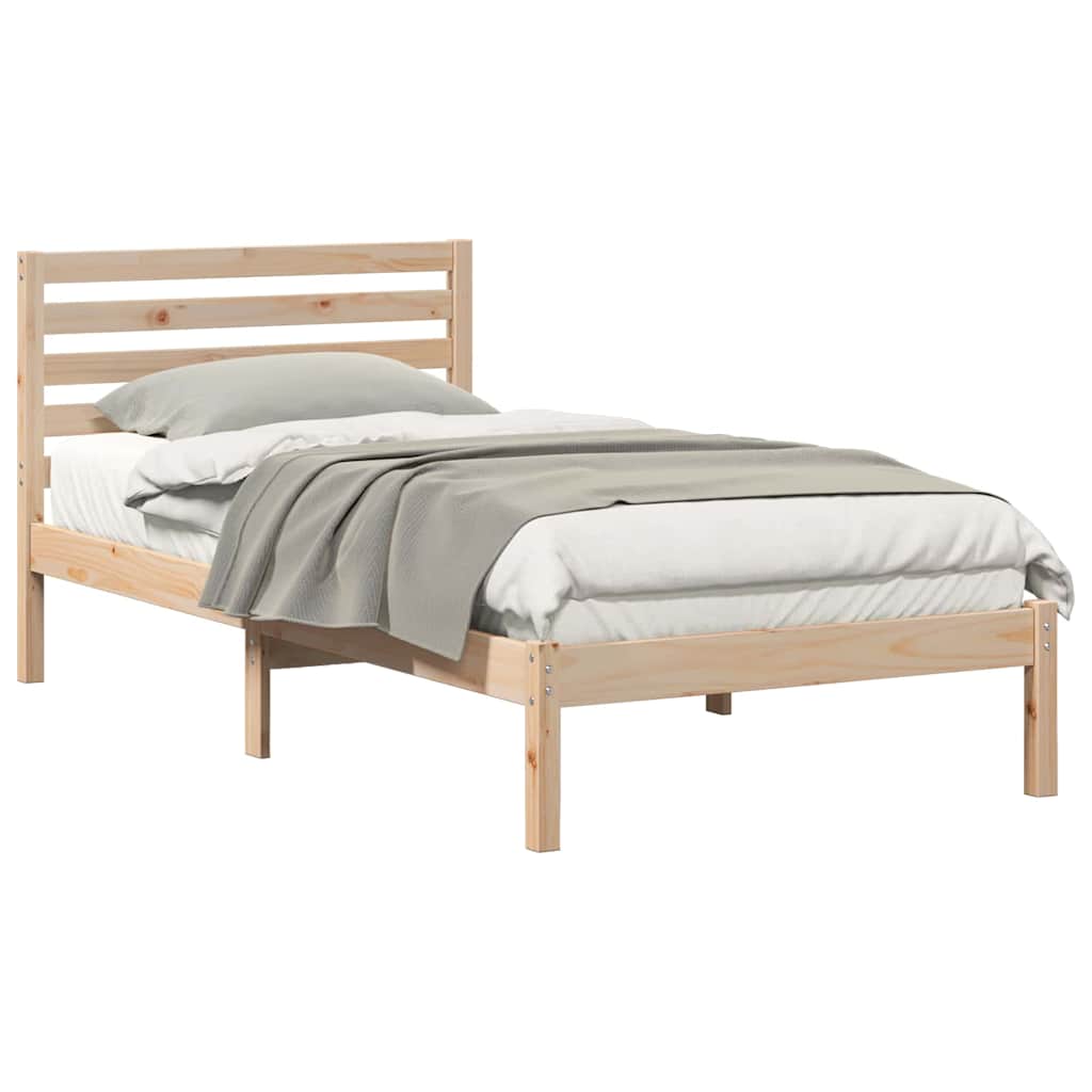 Bed Frame with Headboard Brown 90 x 190 cm Solid pine wood