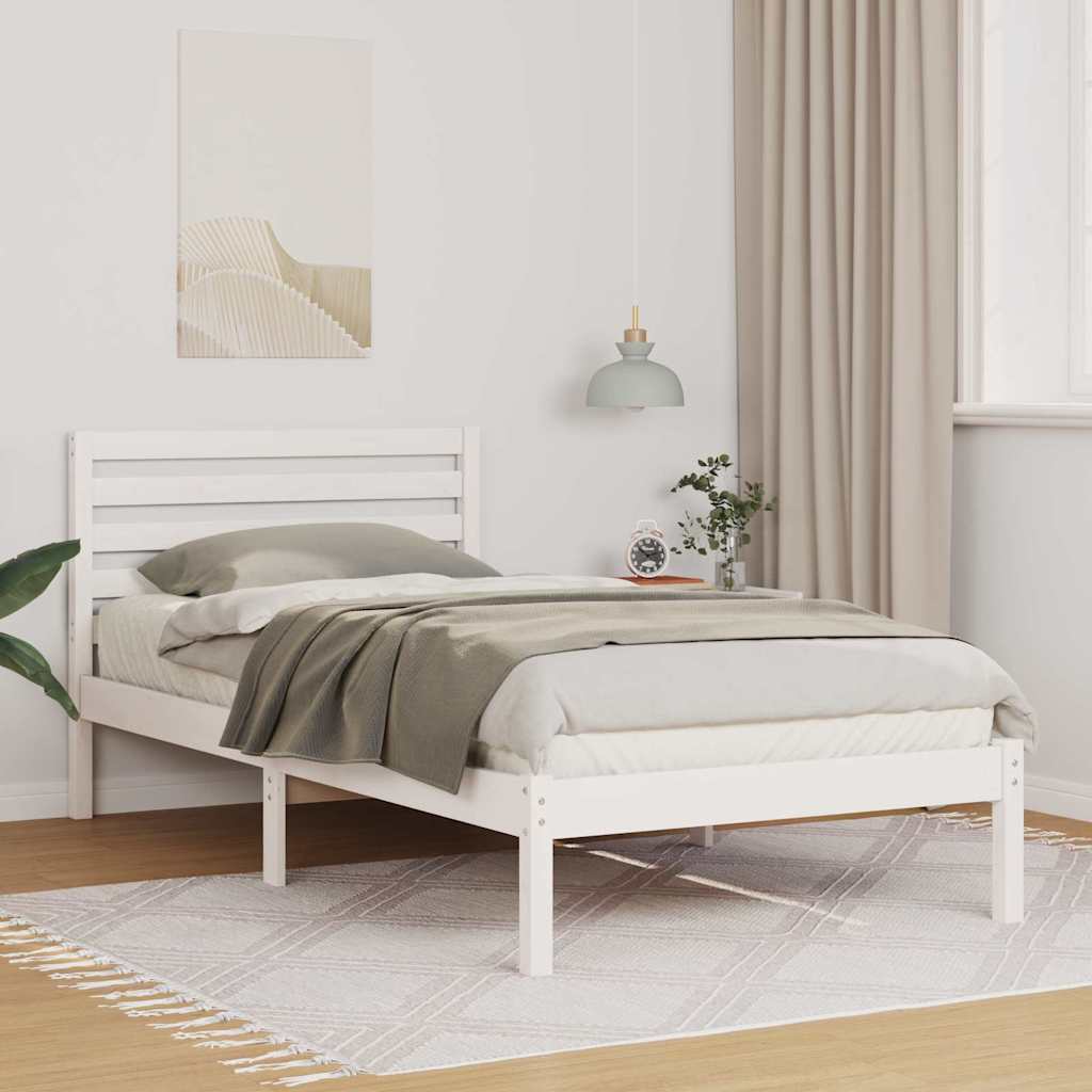 Bed Frame with Headboard White 90 x 190 cm Solid pine wood