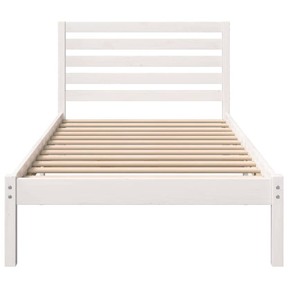 Bed Frame with Headboard White 90 x 190 cm Solid pine wood