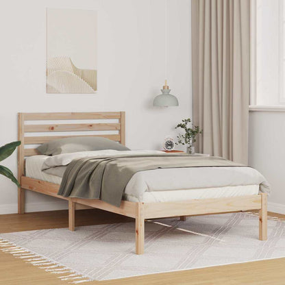Bed Frame with Headboard Brown 75 x 190 cm Solid pine wood