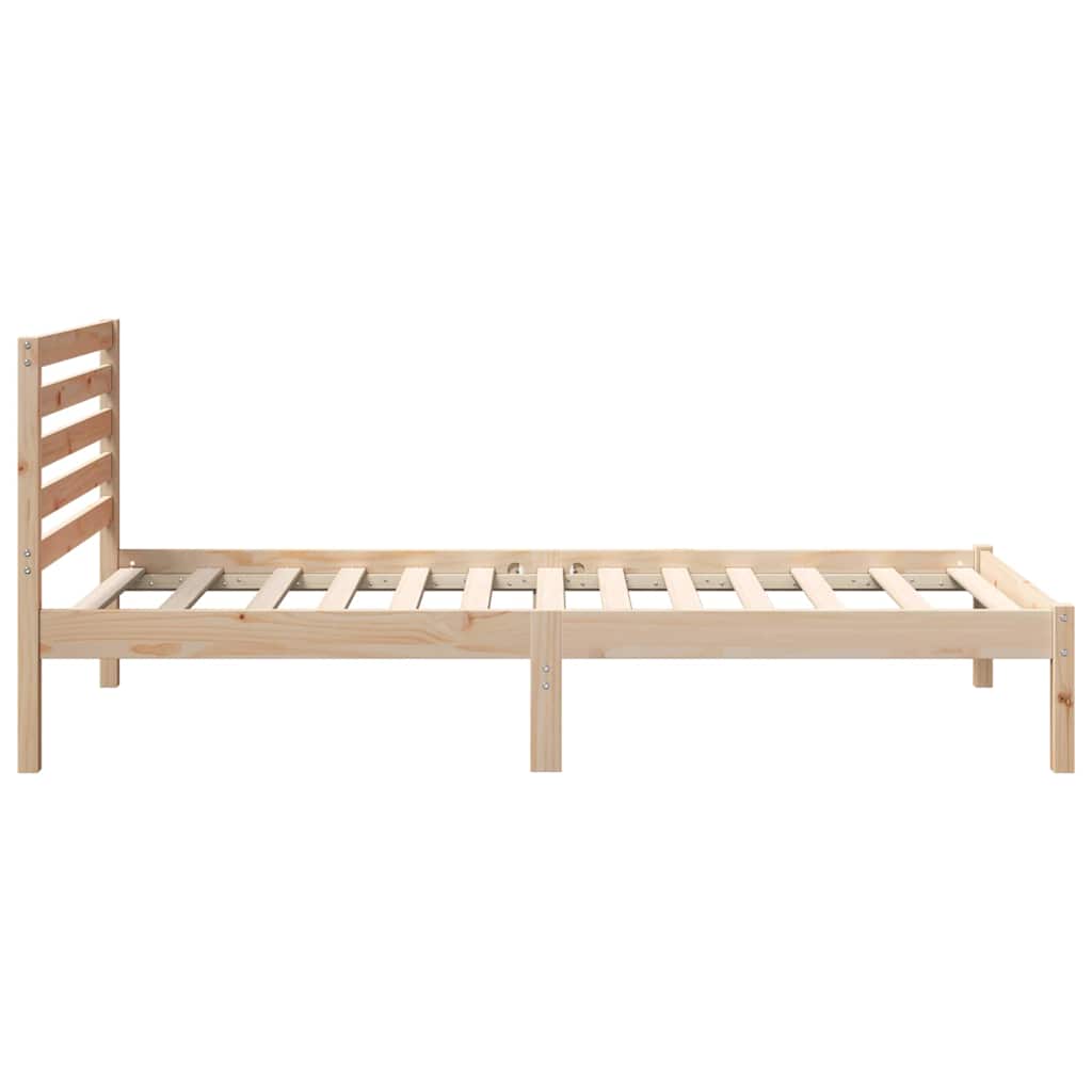 Bed Frame with Headboard Brown 75 x 190 cm Solid pine wood