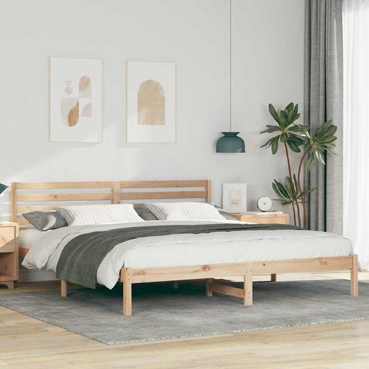 Bed Frame with Headboard Brown 180 x 200 cm Solid pine wood