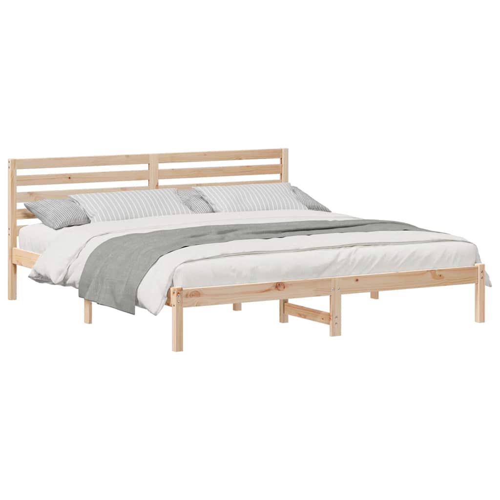 Bed Frame with Headboard Brown 180 x 200 cm Solid pine wood