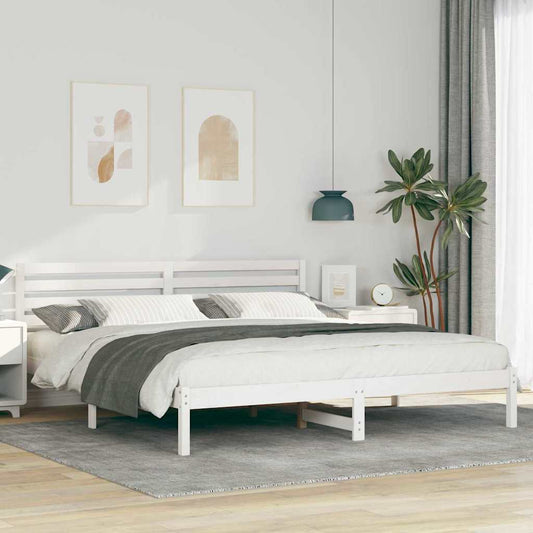 Bed Frame with Headboard White 180 x 200 cm Solid pine wood