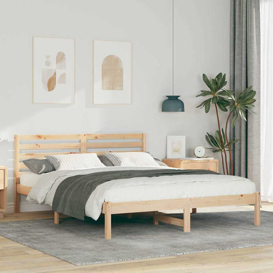 Bed Frame with Headboard Brown 160 x 200 cm Solid pine wood