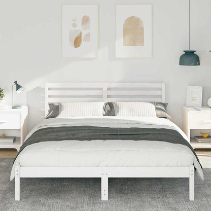 Bed Frame with Headboard White 160 x 200 cm Solid pine wood