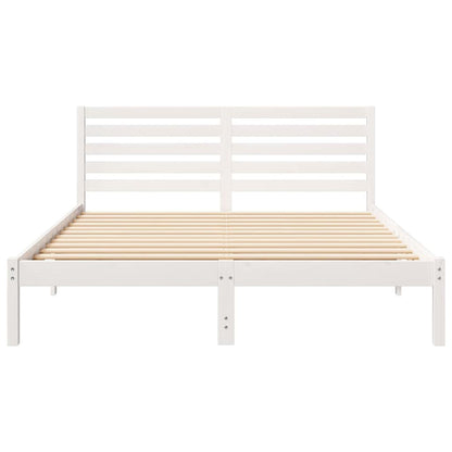 Bed Frame with Headboard White 160 x 200 cm Solid pine wood
