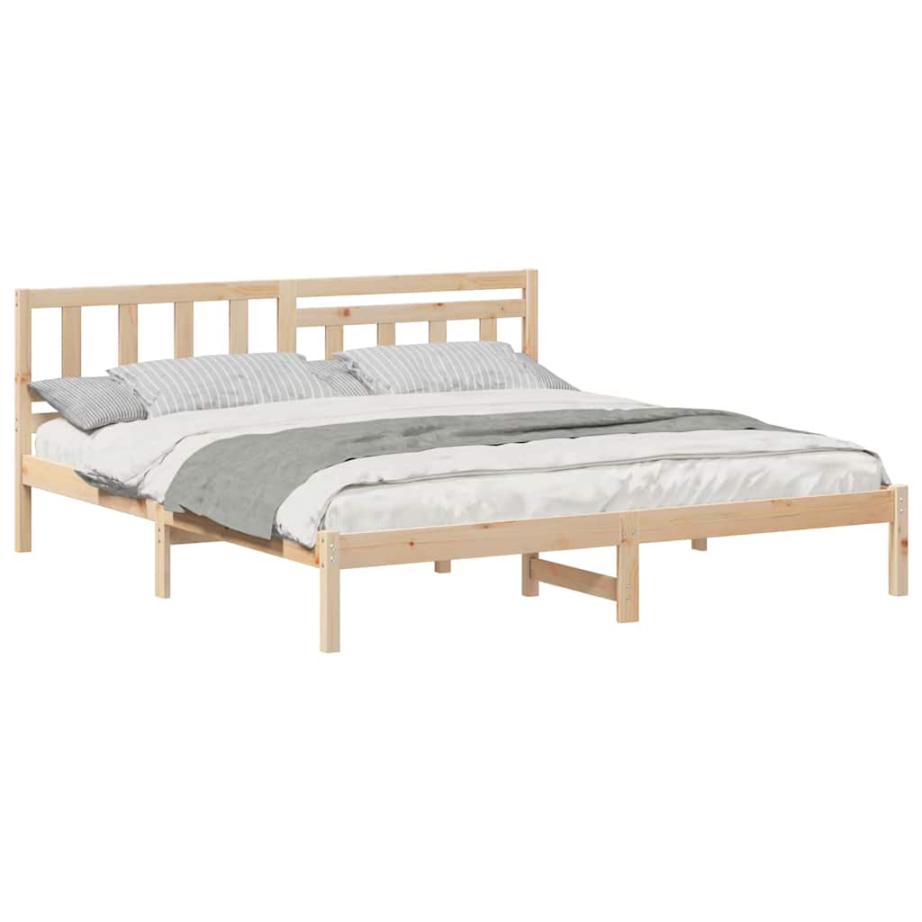Bed Frame with Headboard Brown 150 x 200 cm Solid pine wood