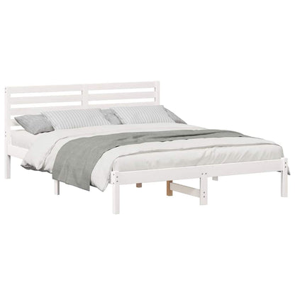 Bed Frame with Headboard White 150 x 200 cm Solid pine wood