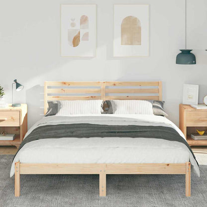 Bed Frame with Headboard Brown 140 x 200 cm Solid pine wood