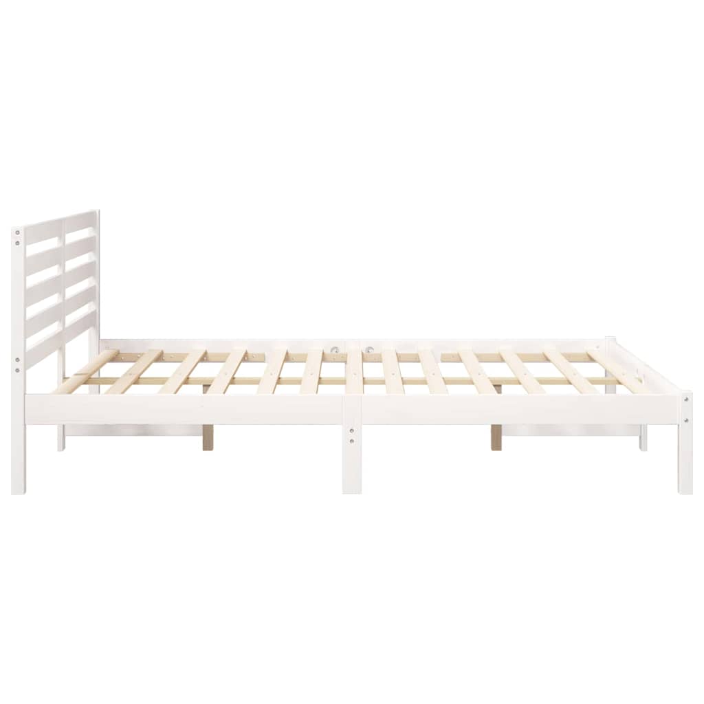 Bed Frame with Headboard White 140 x 200 cm Solid pine wood