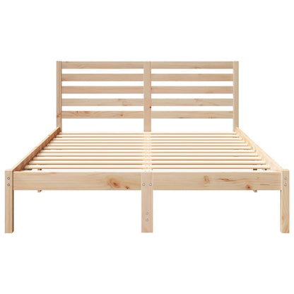 Bed Frame with Headboard Brown 140 x 190 cm Solid pine wood