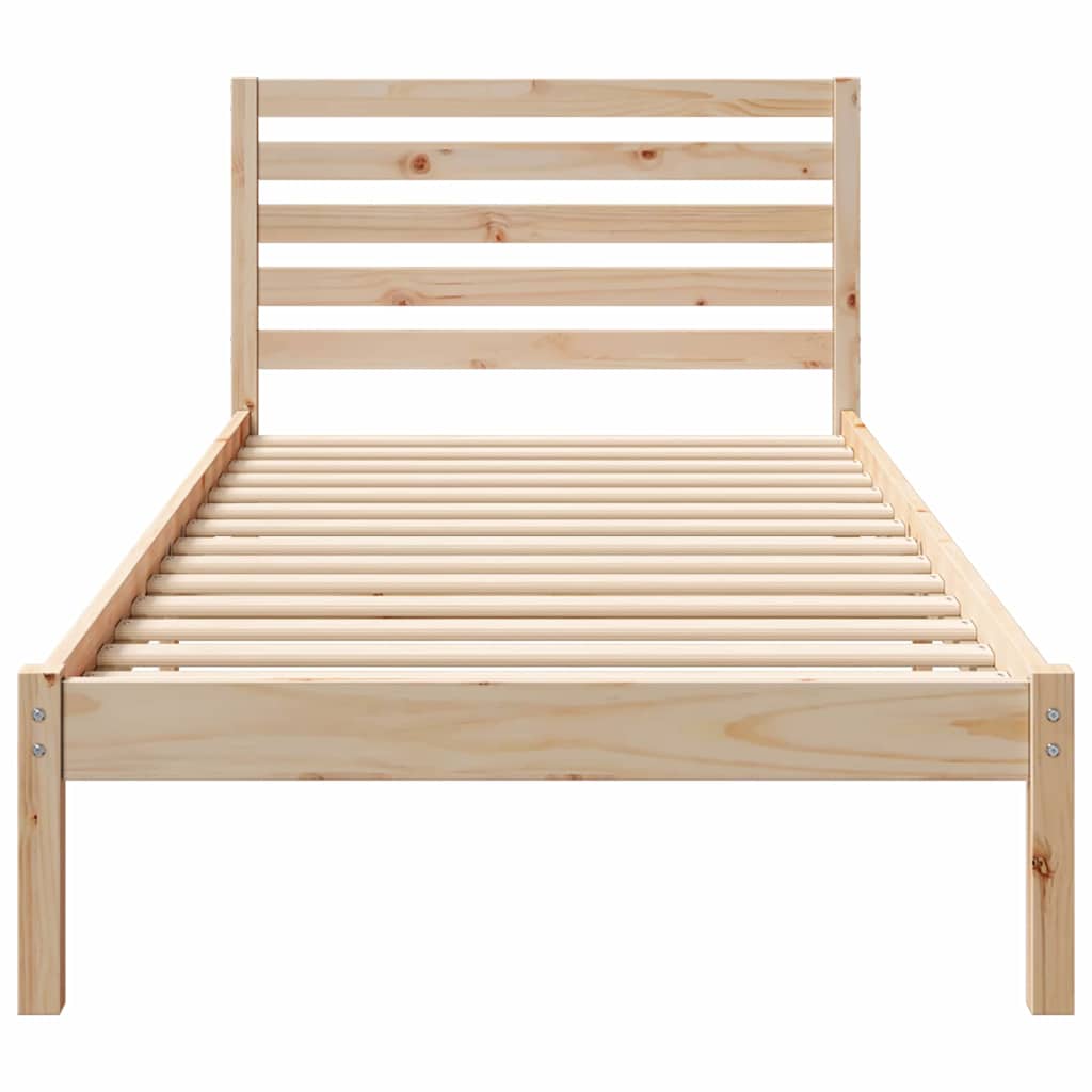 Bed Frame with Headboard Brown 80 x 210 cm Solid pine wood