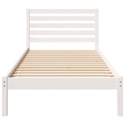 Bed Frame with Headboard White 80 x 210 cm Solid pine wood