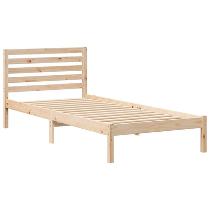 Bed Frame with Headboard Brown 90 x 210 cm Solid pine wood