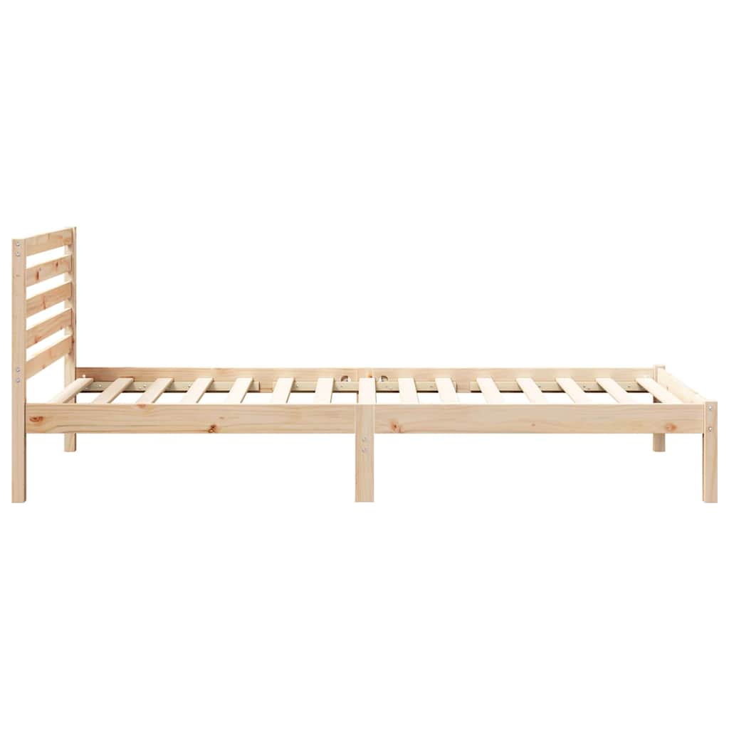 Bed Frame with Headboard Brown 90 x 210 cm Solid pine wood