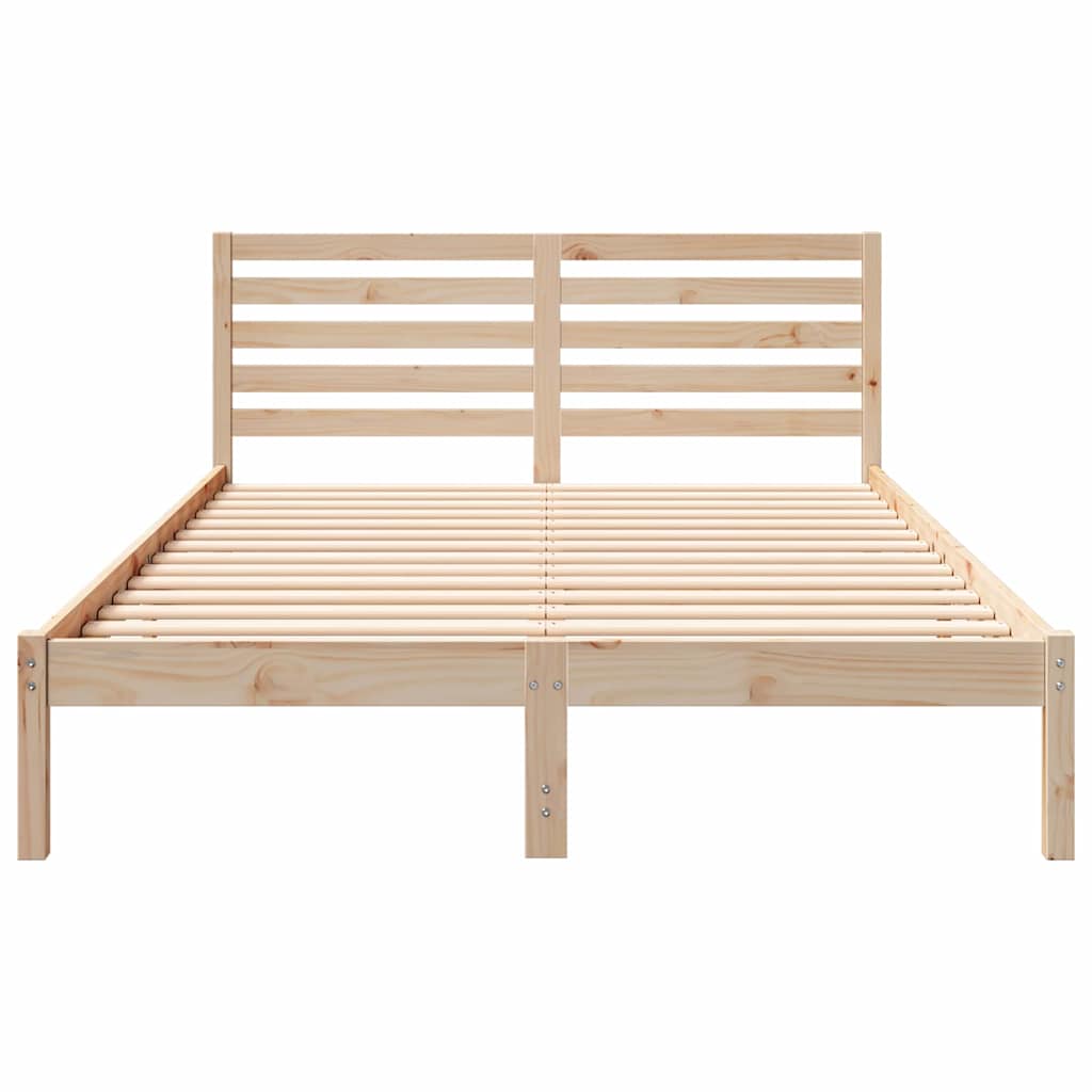 Bed Frame with Headboard Brown 140 x 210 cm Solid pine wood