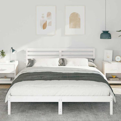 Bed Frame with Headboard White 160 x 210 cm Solid pine wood