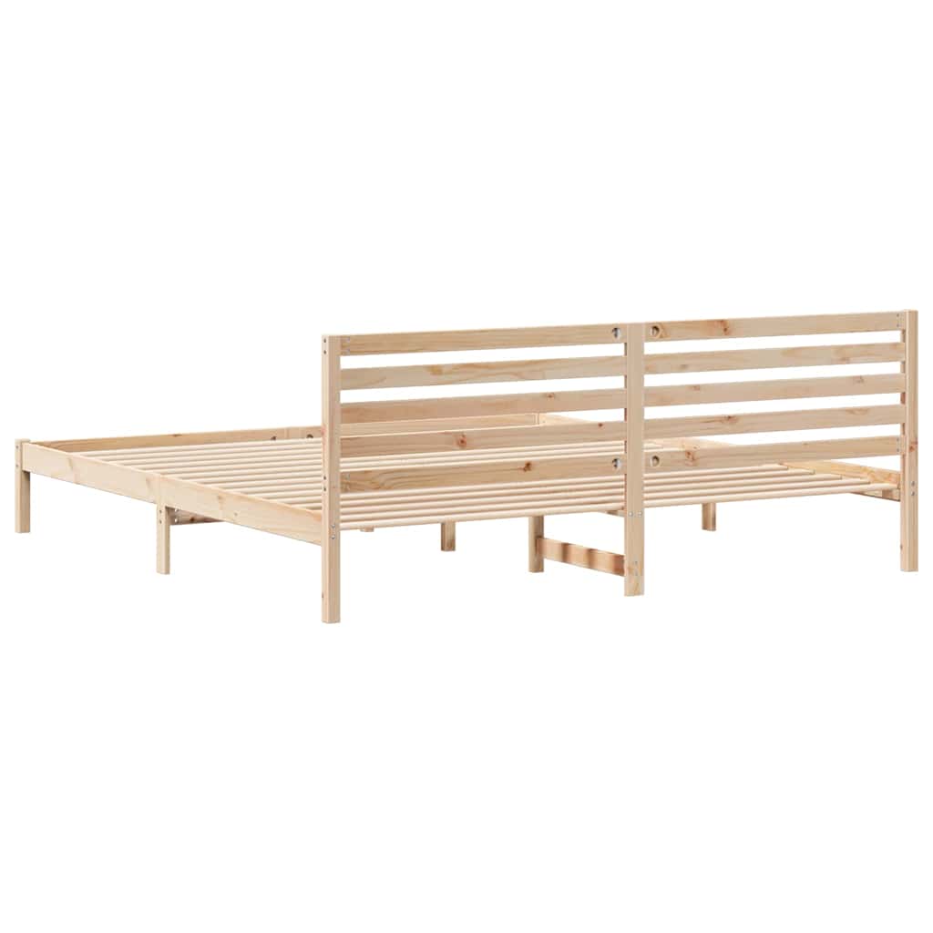 Bed Frame with Headboard Brown 180 x 210 cm Solid pine wood