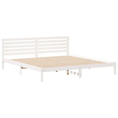 Bed Frame with Headboard White 180 x 210 cm Solid pine wood