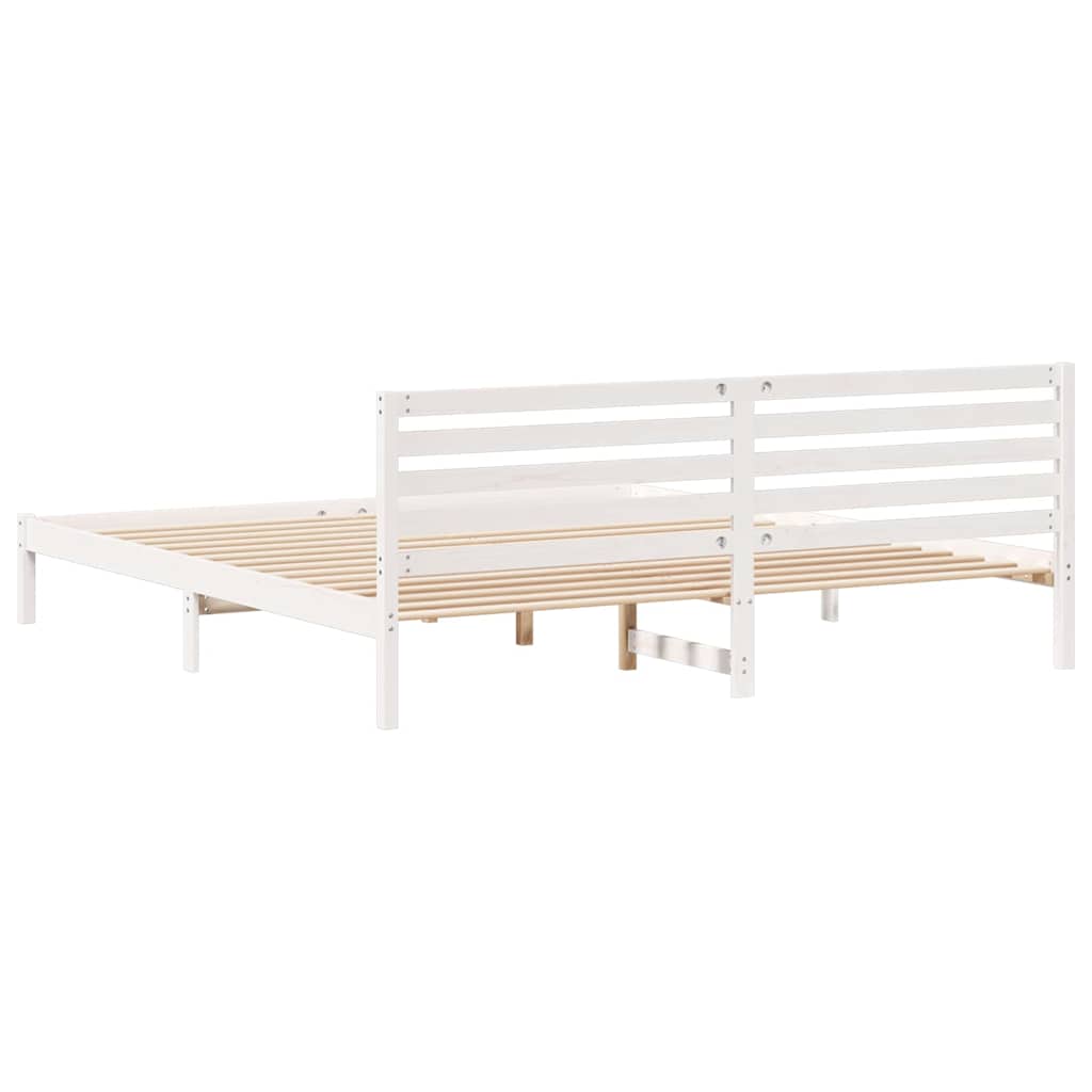 Bed Frame with Headboard White 180 x 210 cm Solid pine wood